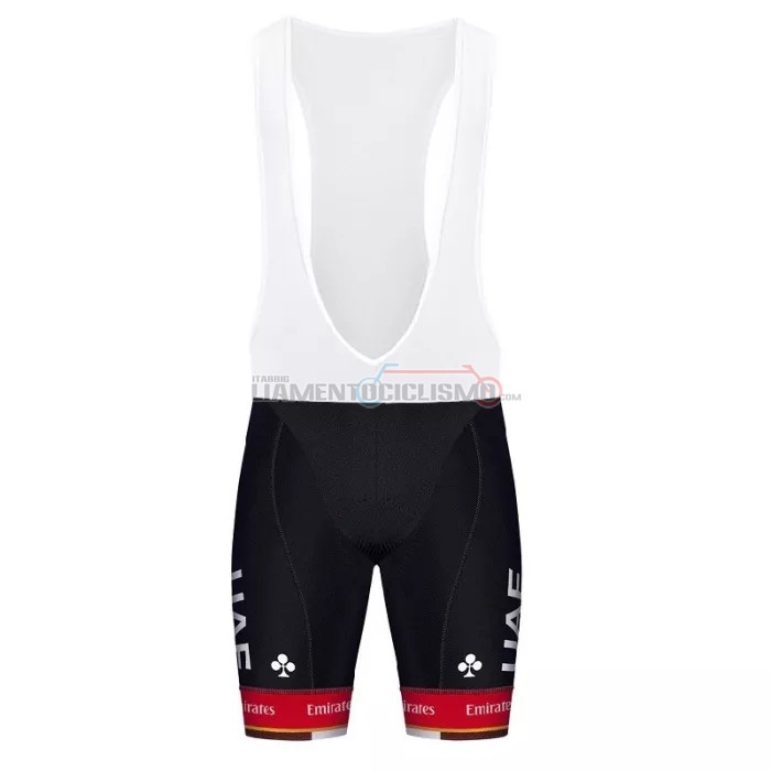 Abbigliamento Ciclismo UAE Manica Corta 2022 Nero Bianco Rosso